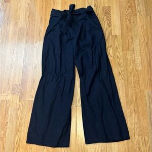 Uniqlo navy blue Wide-Leg Tie-Waist Pants